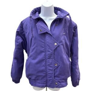 Vintage 80s Ville Franche Women Size M Purple Jacket zipped Snap button closure